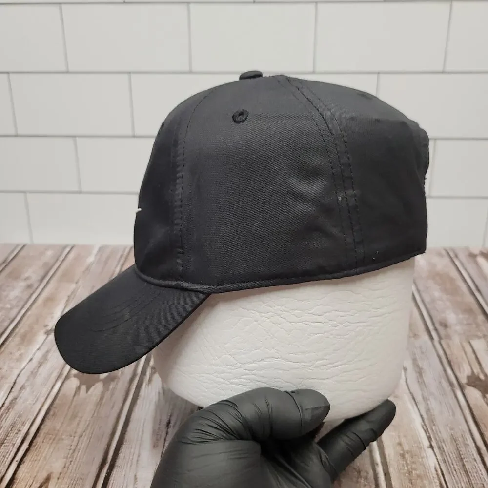 Nike Golf Black Adjustable Hat White Center Swoosh Hook & Loop Strap